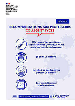 Affiche rentrée 2020 - Recommandations aux professeurs collège et lycée