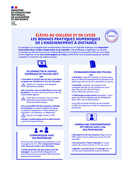 Collégiens / lycéens : Bonnes pratiques numériques de l'enseignement à distance