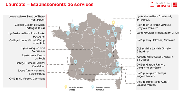Lauréats établissements de services : la carte