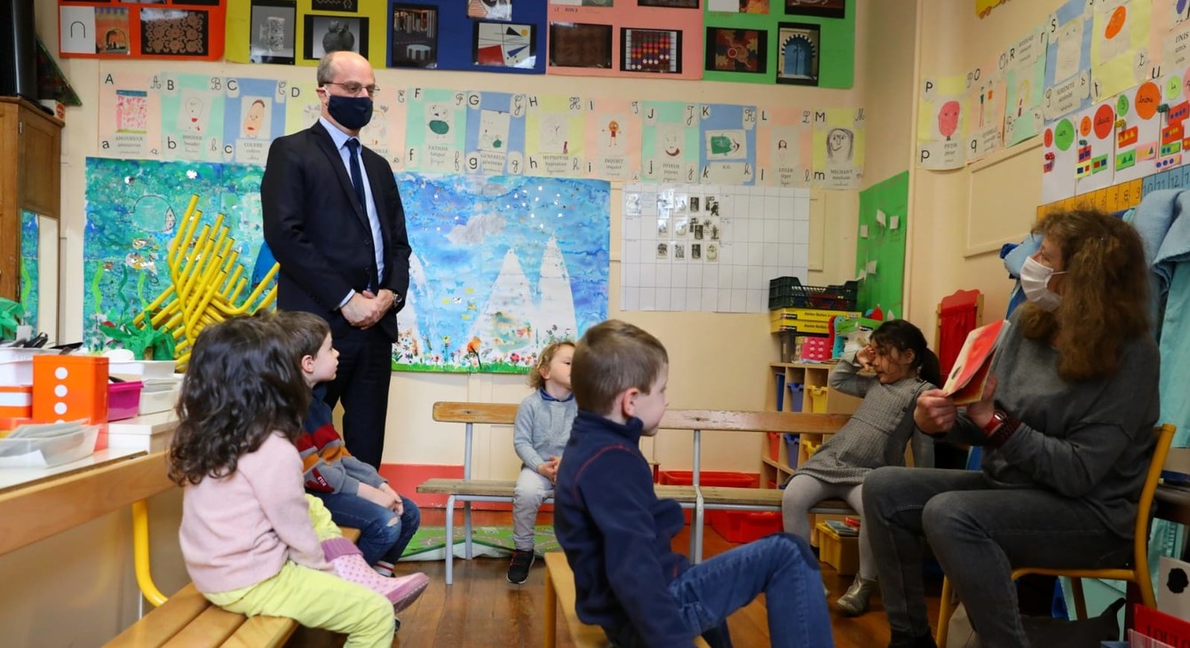 Déplacement de Jean-Michel Blanquer à l'école Blanche, Paris, 11 mai 2020