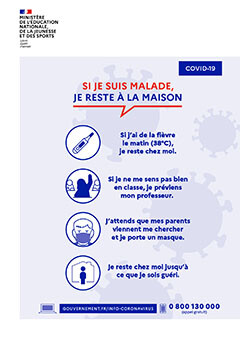 Affiche rentrée 2020 - Si je suis malade, je reste à la maison