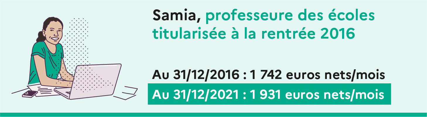 Cas type n° 2 - Évolution de 2017 à 2021 de la rémunération nette d’un professeur néo titulaire