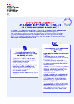 Chefs d'établissement : Bonnes pratiques numériques de l'enseignement à distance