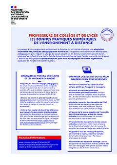 Professeurs collège/lycée - Bonnes pratiques numériques de l'enseignement à distance