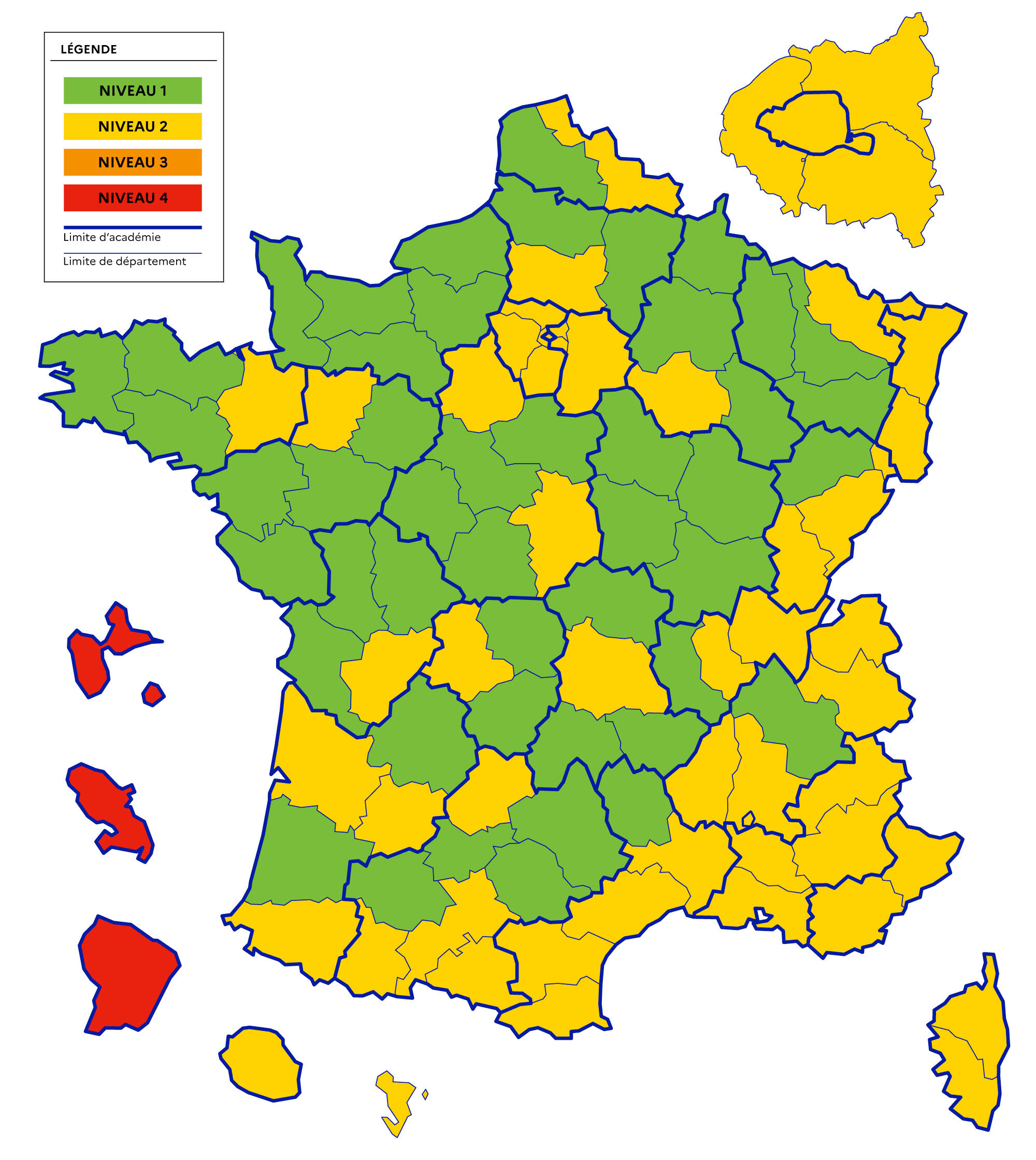 Covid19 - carte départementale du 4 au 10 octobre 2021