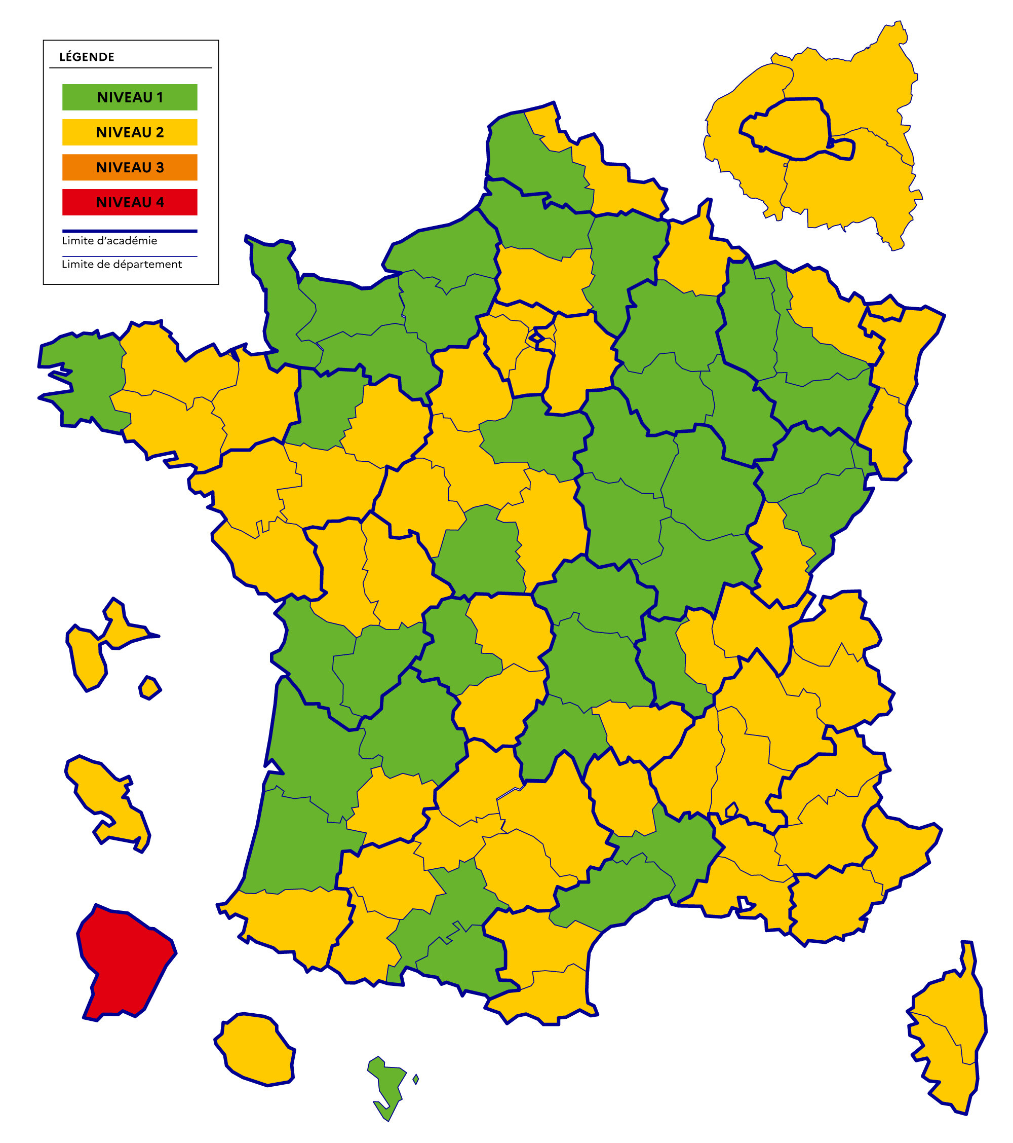 Covid19 - carte par département du 8 au 14 novembre 2021