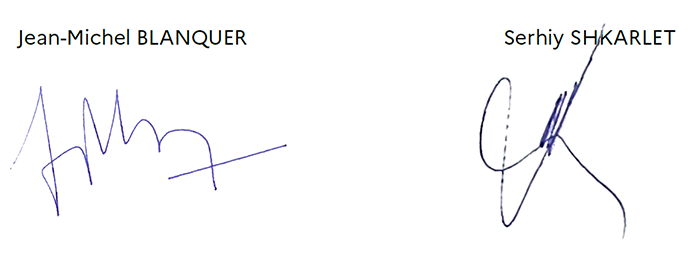 Signatures des ministres français et ukrainien