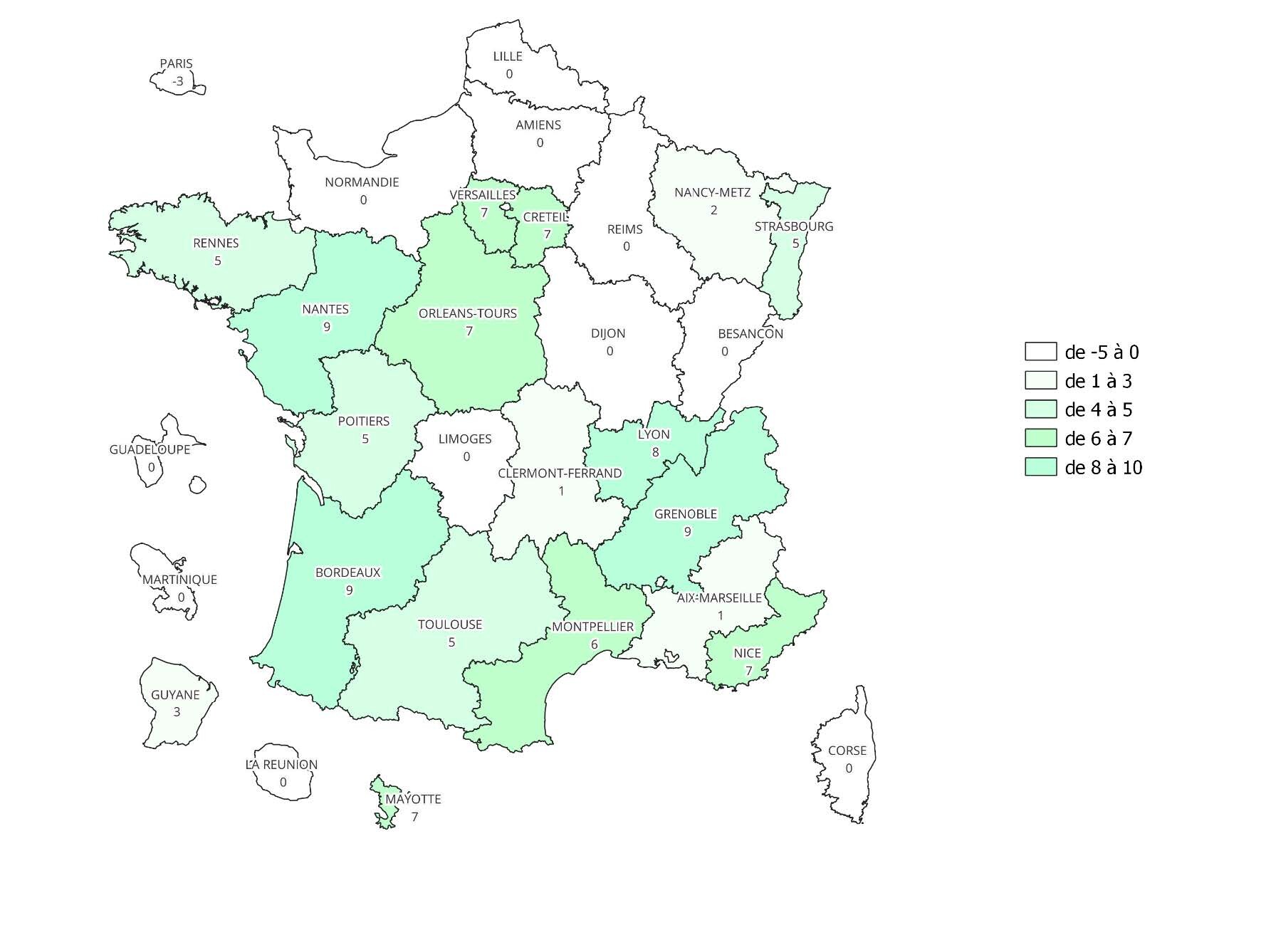 Évolution prévue des moyens « vie de l’élève » (conseillers principaux d’éducation) à la rentrée scolaire 2023