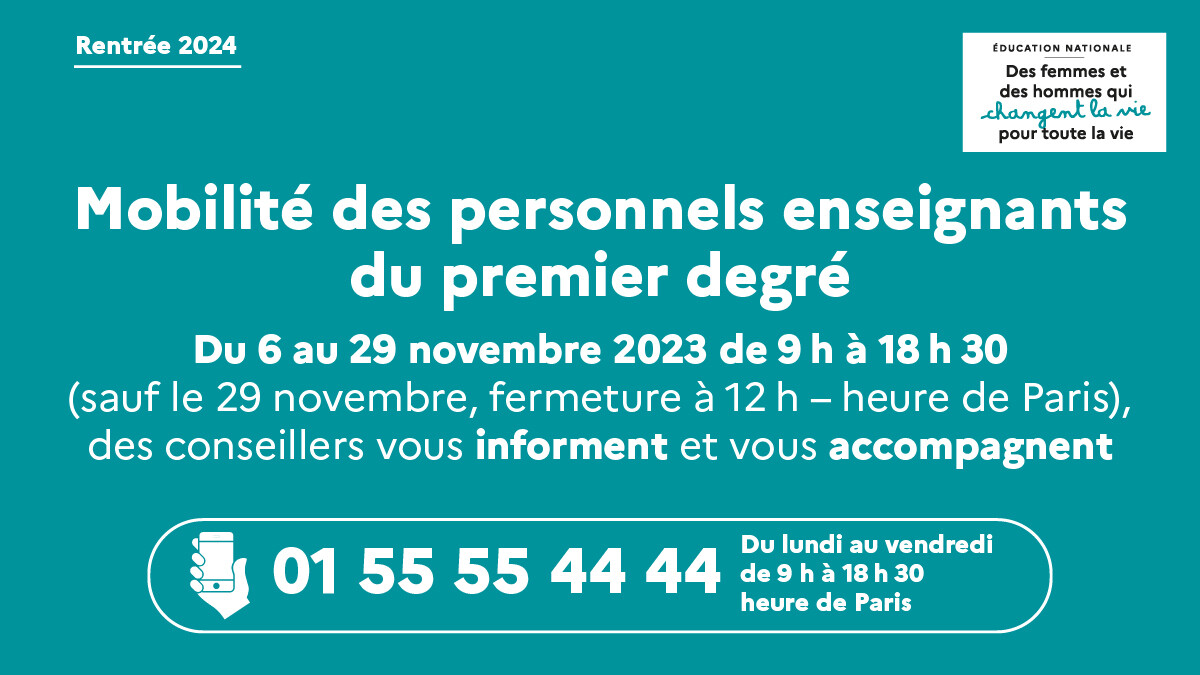 Du 6 au 29 novembre 2023 de 9h30 à 18h30 (sauf le 29 novembre, fermeture à 12h heure de Paris), des conseillers vous informent et vous accompagnent au 01 55 55 44 44 du lundi au vendredi