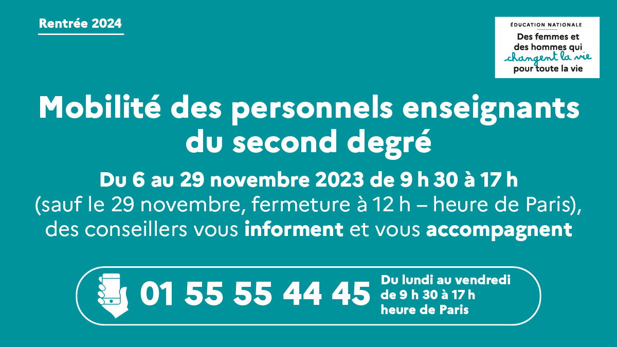 Du 6 au 29 novembre 2023 de 9h30 à 17h (sauf le 29 novembre, fermeture à 12h heure de Paris), des conseillers vous informent et vous accompagnent au 01 55 55 44 45 du lundi au vendredi