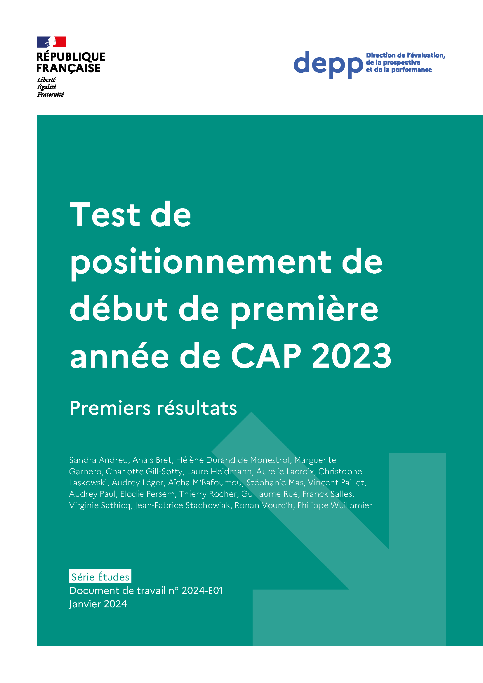 Test de positionnement de début de première année de CAP 2023