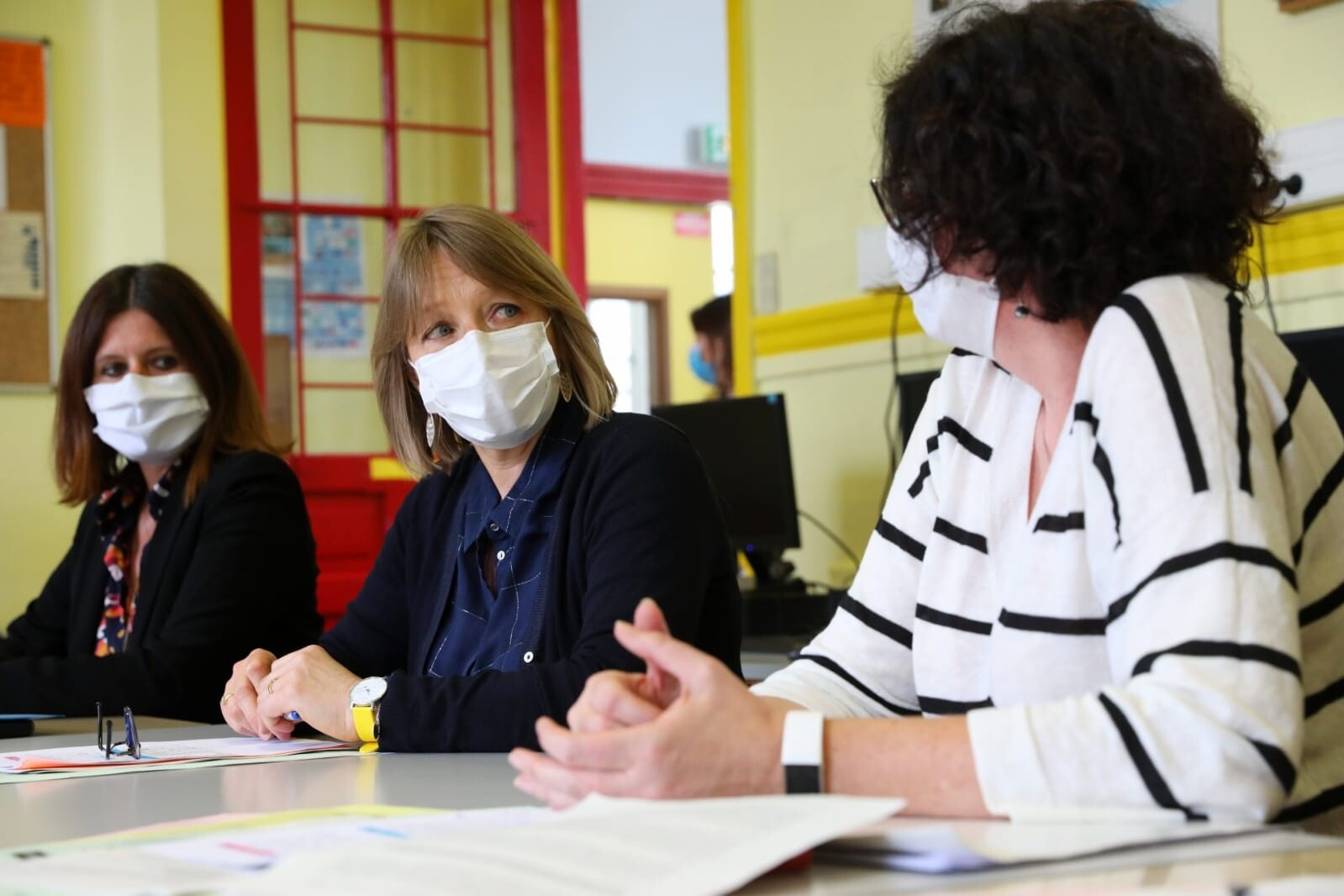 Déplacement de Jean-Michel Blanquer à l'école Blanche, Paris, 11 mai 2020