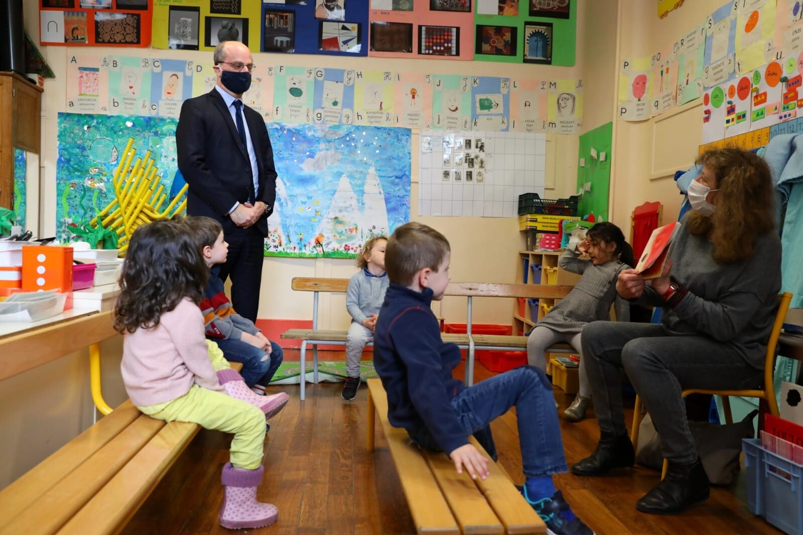 Déplacement de Jean-Michel Blanquer à l'école Blanche, Paris, 11 mai 2020
