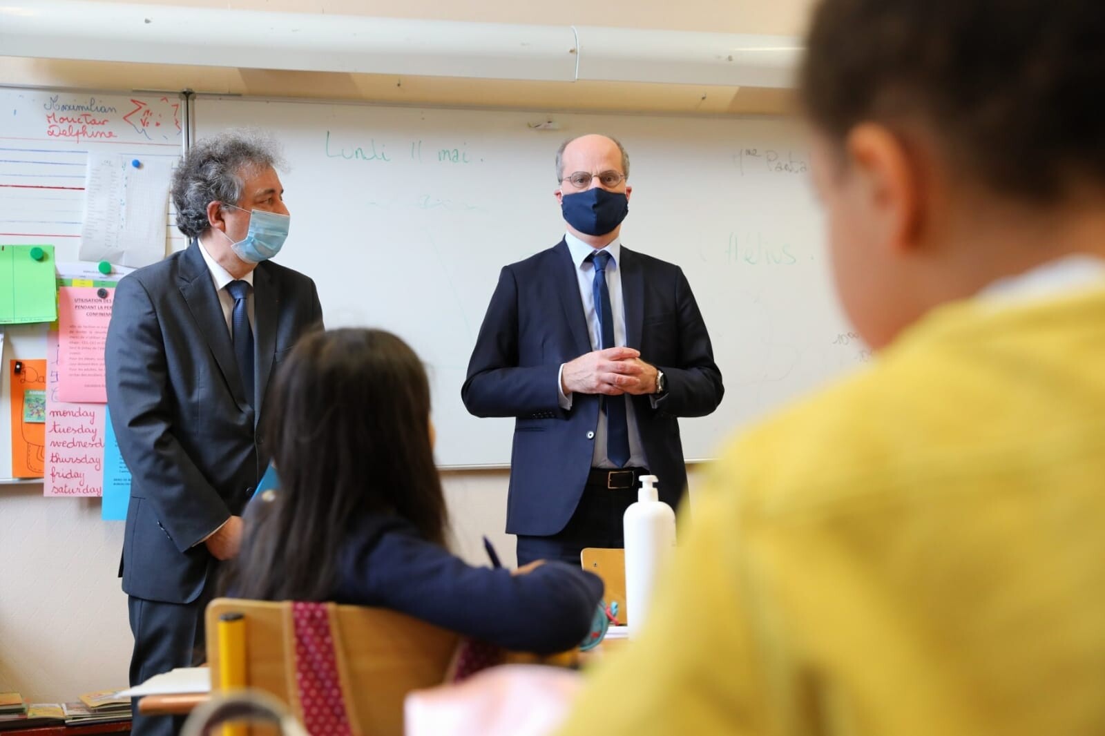 Déplacement de Jean-Michel Blanquer à l'école Blanche, Paris, 11 mai 2020