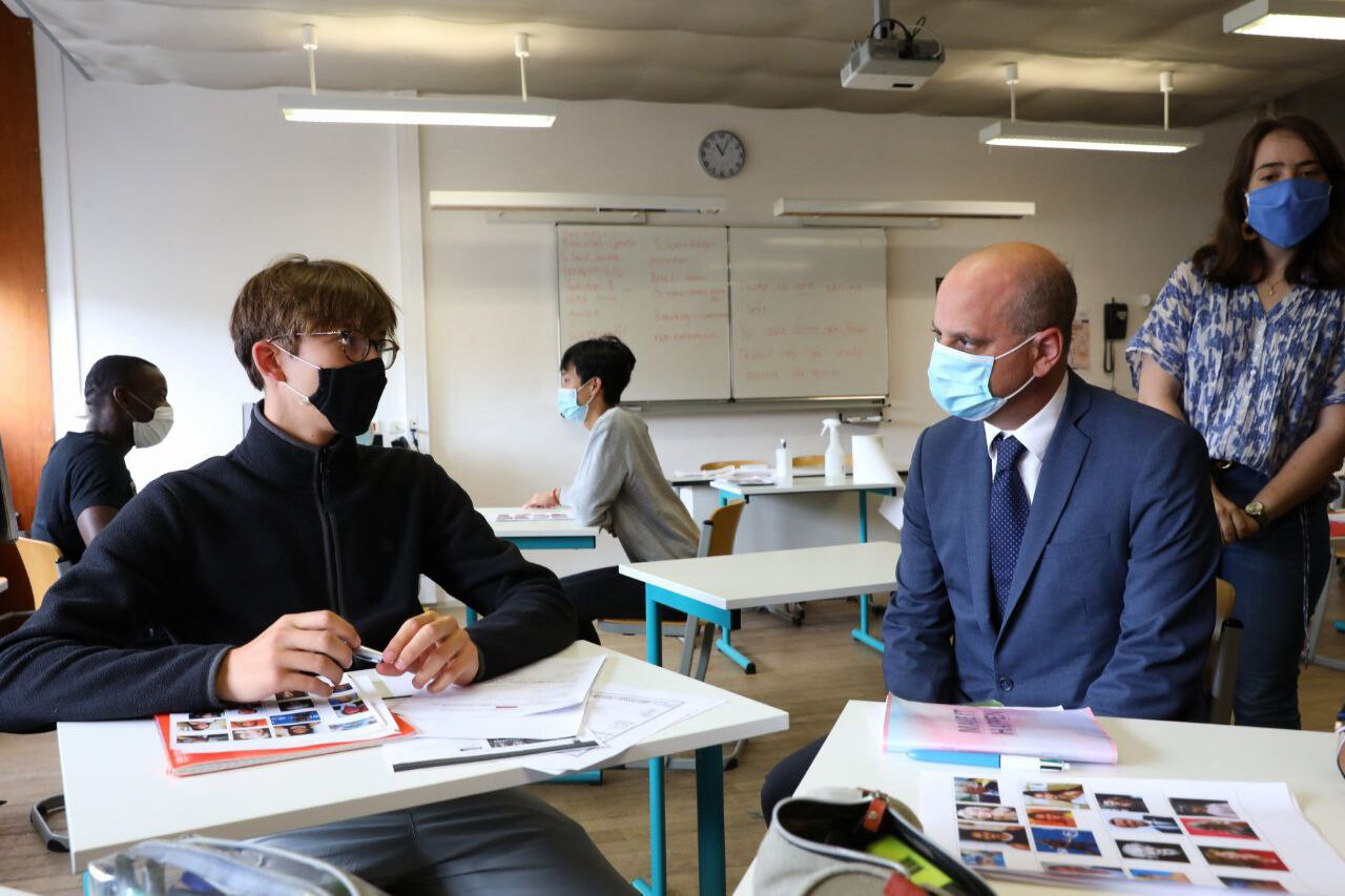 Visite de Jean-Michel Blanquer au lycée Paul Poiret, 10 juillet 2020