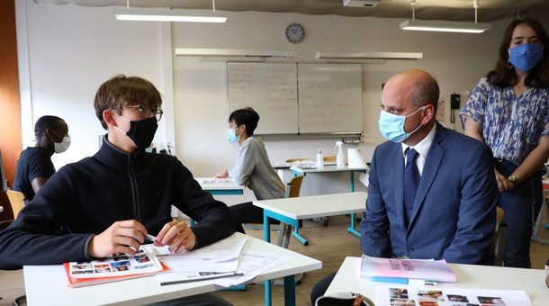 Visite de Jean-Michel Blanquer au lycée Paul Poiret, 10 juillet 2020